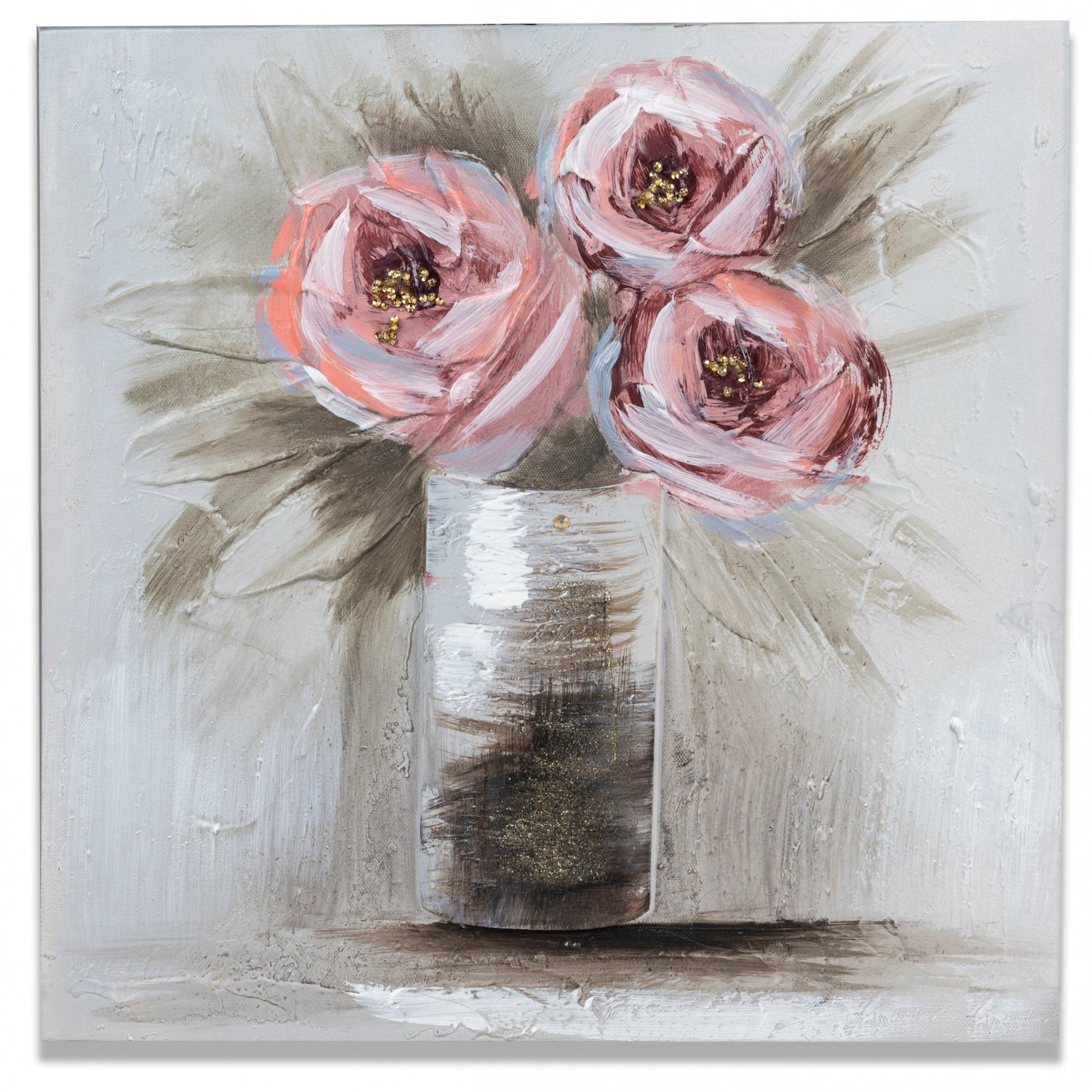 - Wandbild 40x40cm rosa Blumen Bellm Geschenkhaus