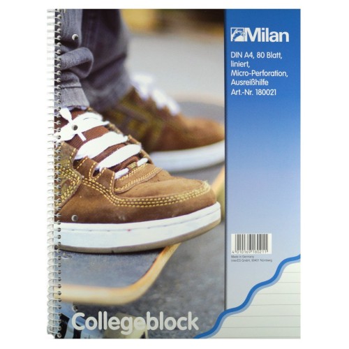 Collegeblock A4  Liniert Rand Milan