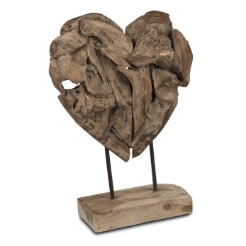 Herz auf Sockel groß Teak Holz Natur 2