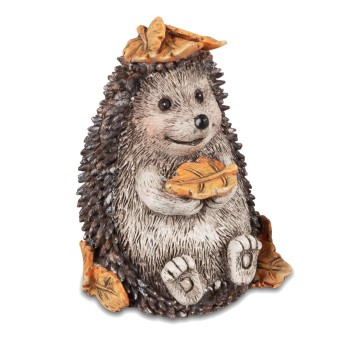Igel mit Blatt 10cm Naturfarben 2