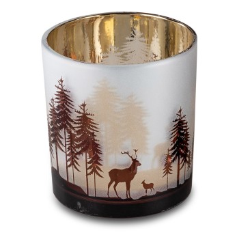 Windlicht Winterwald gold 2