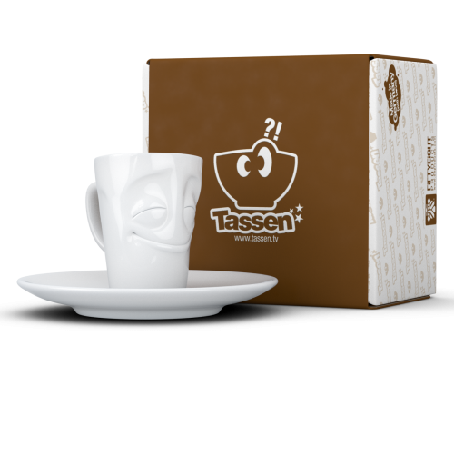 Espresso Mug mit Henkel - vergnügt weiß