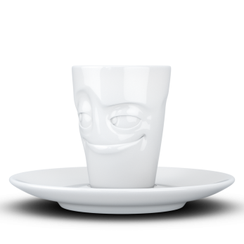 Espresso Mug mit Henkel - verschmitzt weiß 2