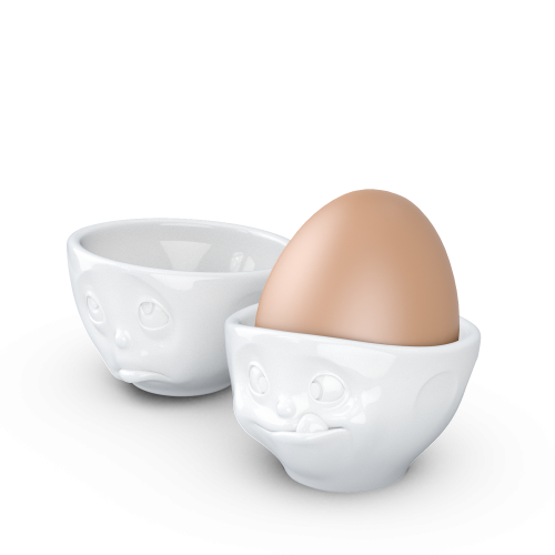Eierbecher Set - ochbitte/lecker weiß
