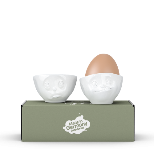 Eierbecher Set - ochbitte/lecker weiß