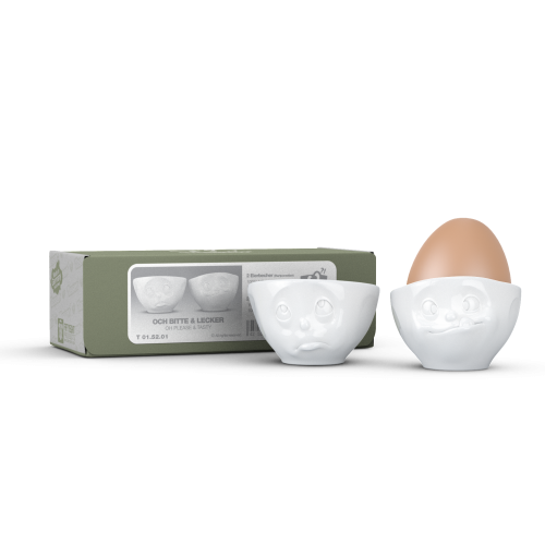 Eierbecher Set - ochbitte/lecker weiß