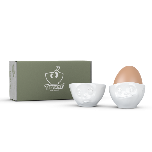 Eierbecher Set - ochbitte/lecker weiß