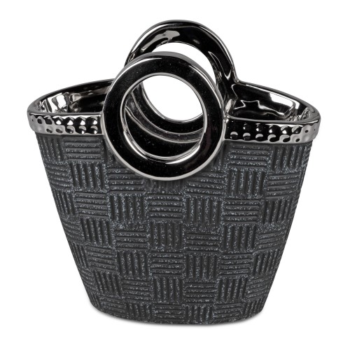Vase Tasche Anthrazit-Silber