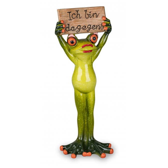 Frosch Demonstrantin mit Schild