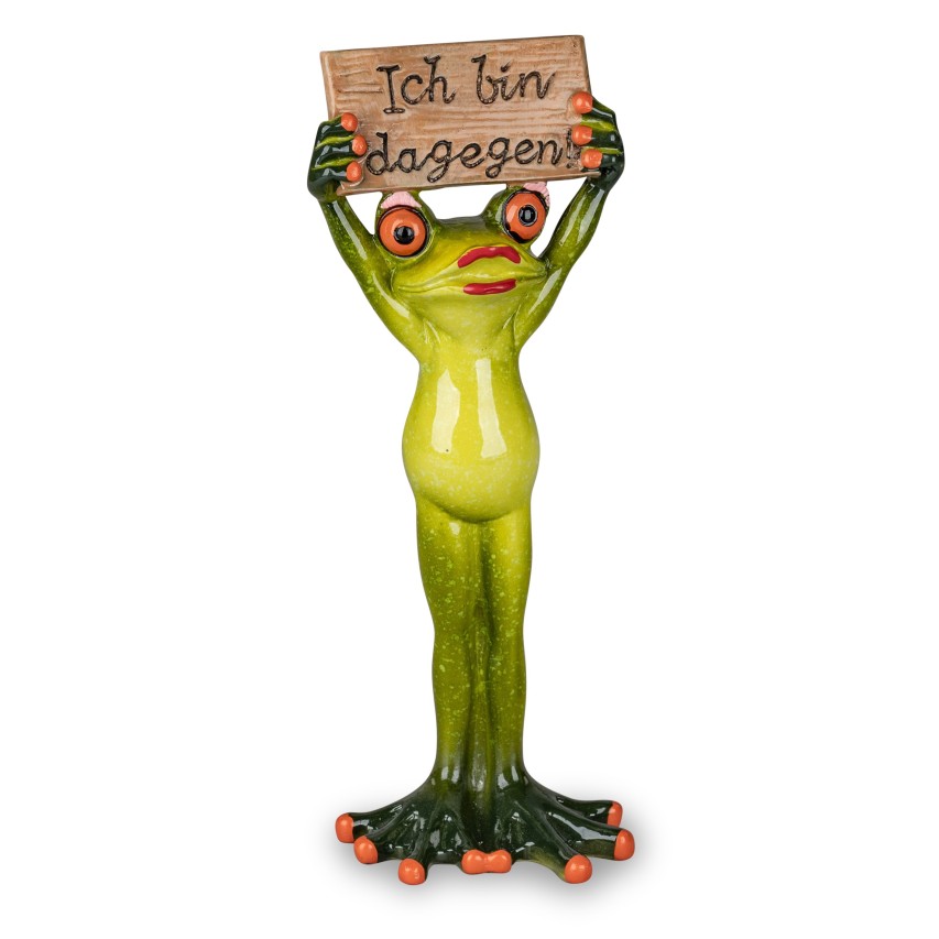 Frosch Demonstrantin mit Schild