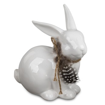 Hase Weiss mit Feder 2