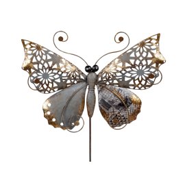 Stecker Schmetterling 114cm Metall schwarz-gold