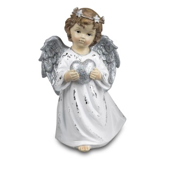 Engel stehend 20cm Weiss-Silber 2