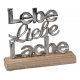 Lebe Liebe Lache 18cm Alu Mango-Holz