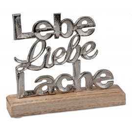Lebe Liebe Lache 18cm Alu Mango-Holz