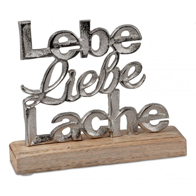 Lebe Liebe Lache 18cm Alu Mango-Holz