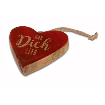 Dekoherz mit Spruch 10cm Mango-Holz rot 2