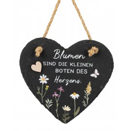 Wandbild Herz 15cm Schiefer - Blumen Boten des Herzens