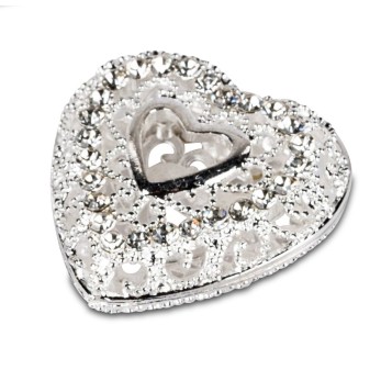 Deko-Herz 4cm  Silber-Kristall