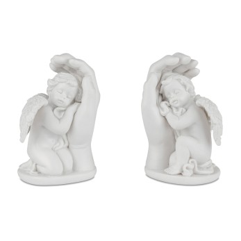 Engel in Hand 9cm Klassik-Weiss