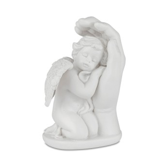Engel in Hand 9cm Klassik-Weiss 2