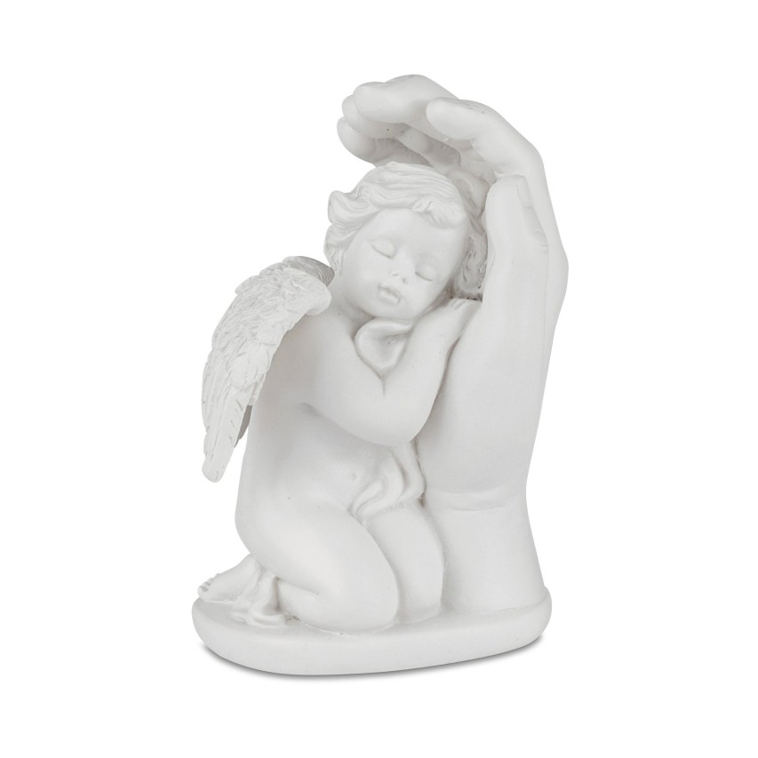 Engel in Hand 9cm Klassik-Weiss