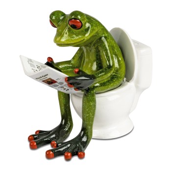 Frosch-Figur auf Toilette mit Zeitung | Formano | Geschenkhaus Bellm