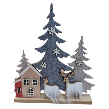 Winterlandschaft 29cm Holz mit Filz 2