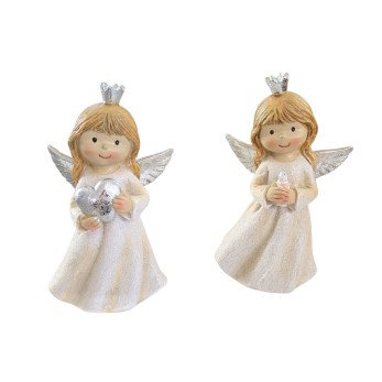 Deko-Engel 13cm mit Krone creme-silber