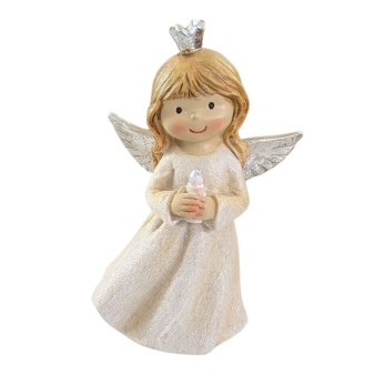 Deko-Engel 13cm mit Krone creme-silber 2