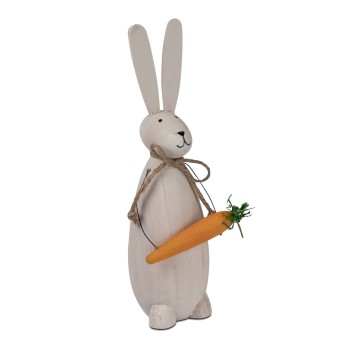 Hase mit Möhre 17cm Holz 2