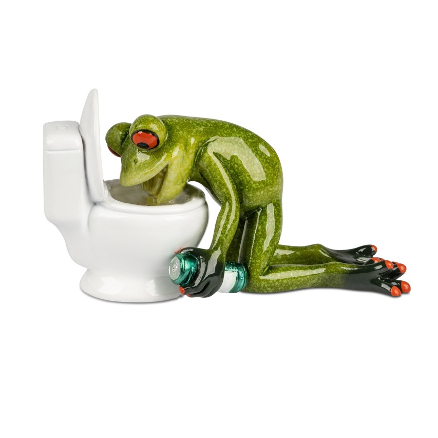 Frosch vor Toilette