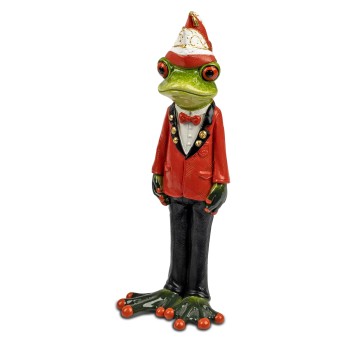 Frosch Karneval mit roter Gardeuniform