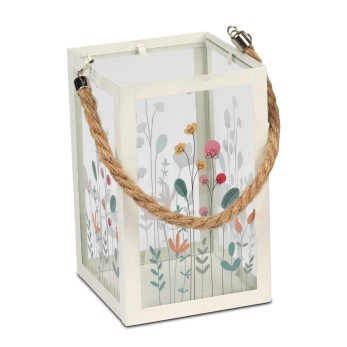 Windlicht 10x16cm Metall mit Blumen 2