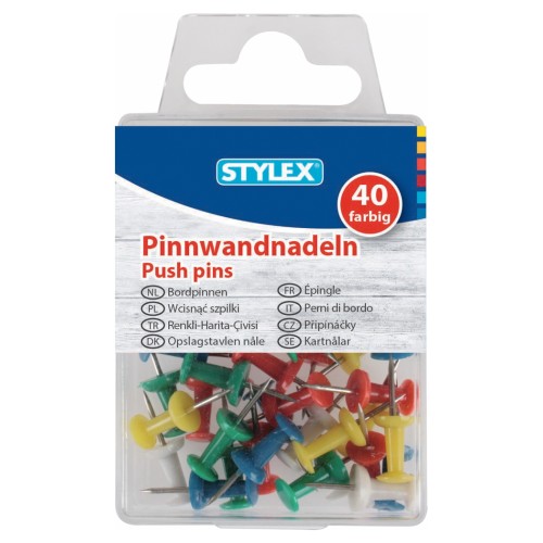 Pinnwandnadeln, farbig, 40 Stück Stylex
