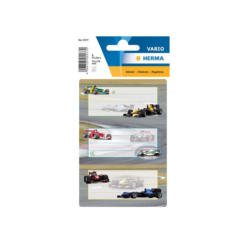 Heftschild Rennauto