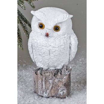 Eule 15cm auf Baumstupf Winterzeit 2